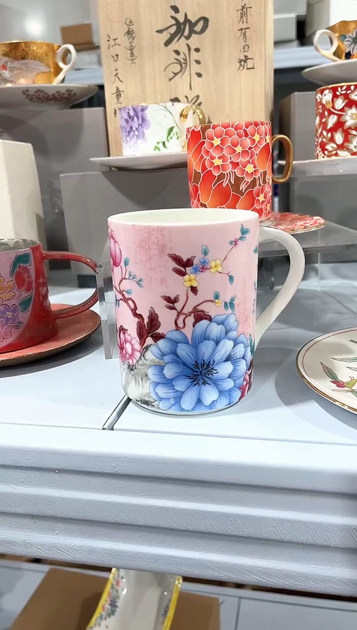 杯子陶陶瓷（简装）粉色马克杯一个