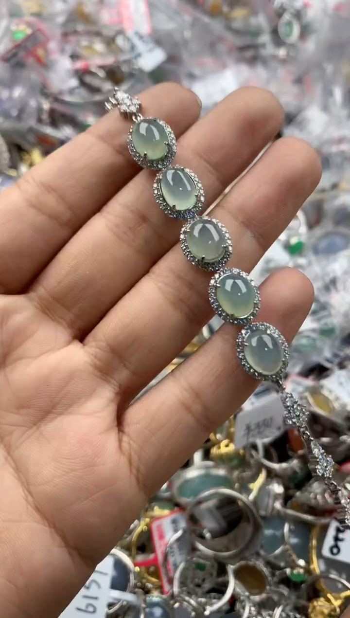 银S925镶嵌戒指翡翠666----6