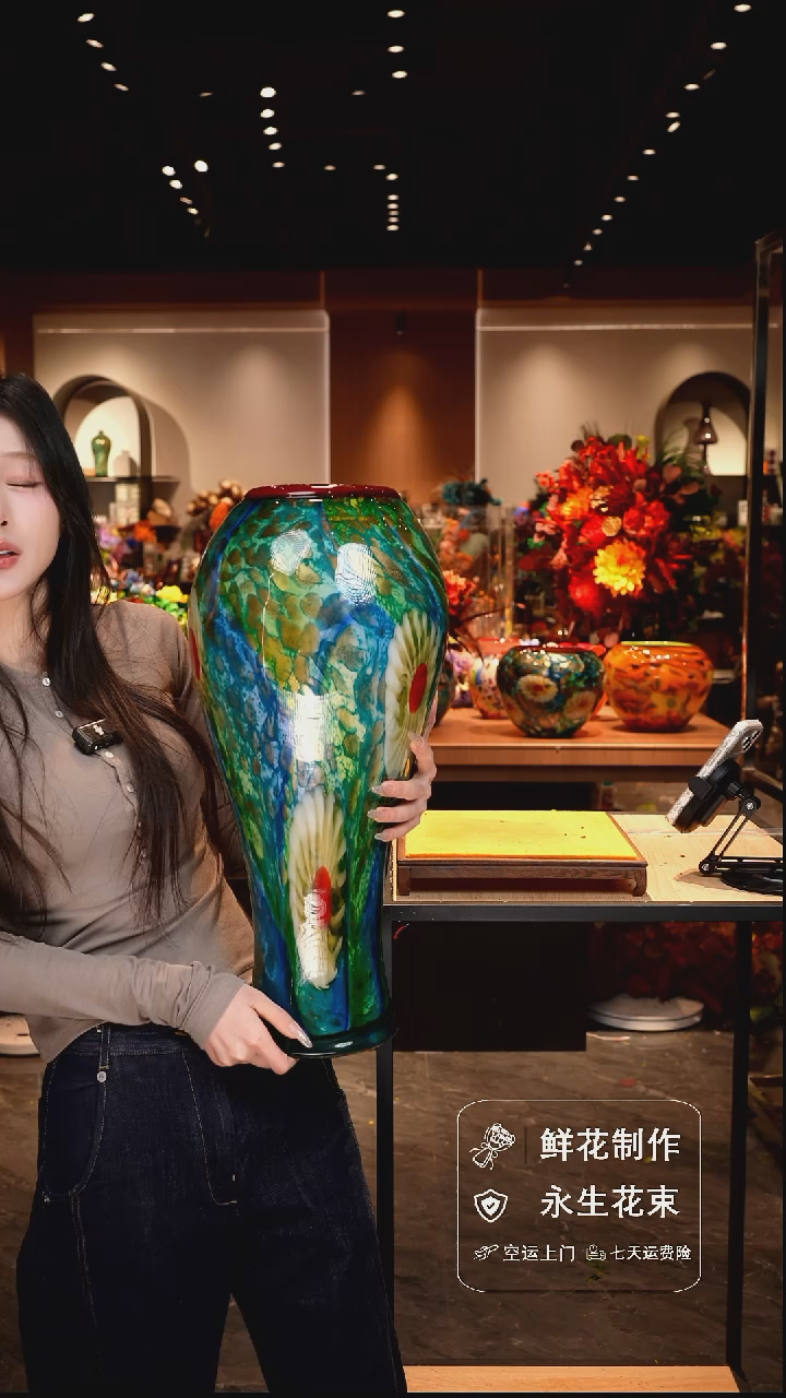 手工艺品琉璃手工花器花束空运包邮送货上门-以图片为准   