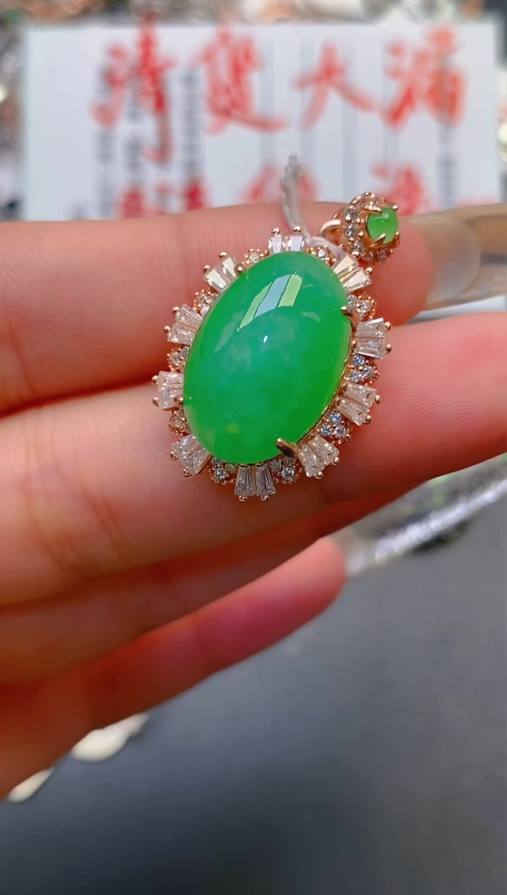 【闪购商品】翡翠耳饰银S925镶嵌天然A货翡翠1