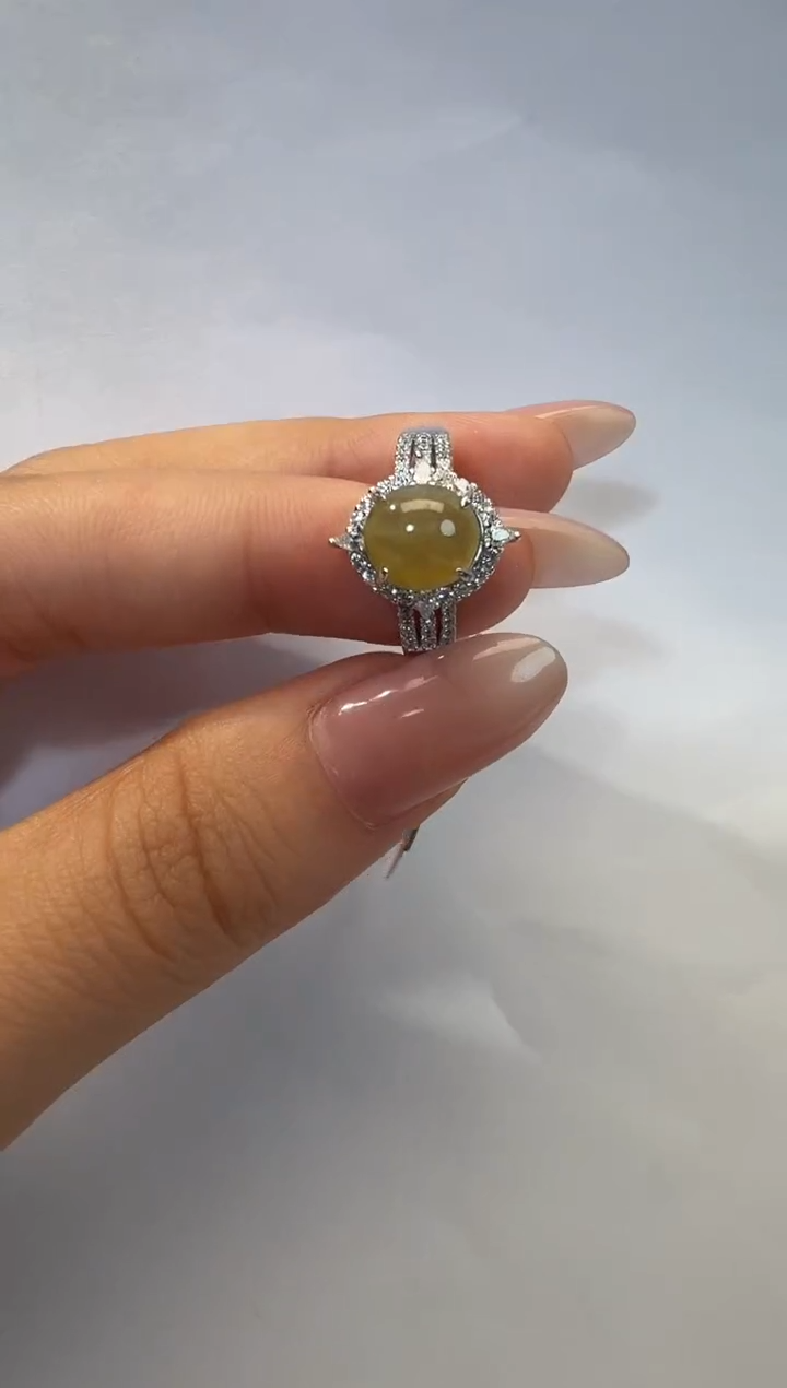 银S925镶嵌戒指翡翠925银镶翡翠戒指镶嵌216