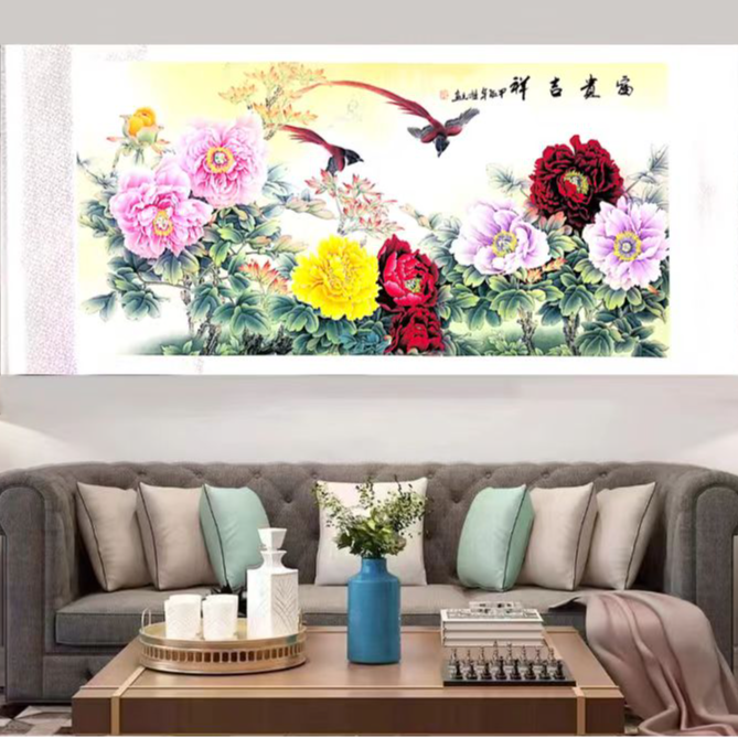 009卷轴165*70牡丹双鸟