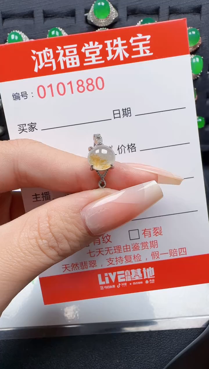 【闪购商品】翡翠戒指银S925镶嵌1880