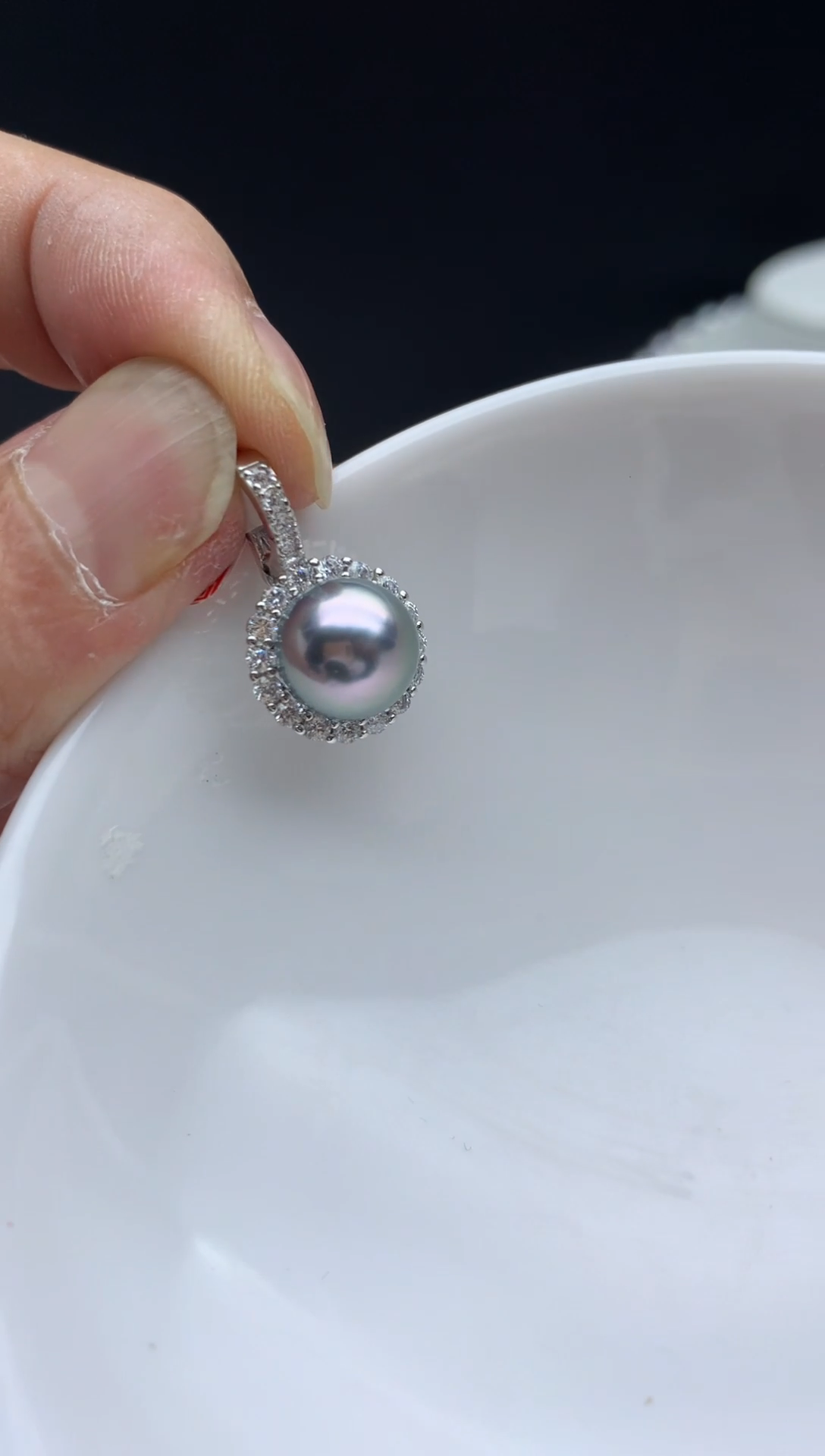 银S925镶嵌FF海水珍珠大溪地吊坠(赠链）