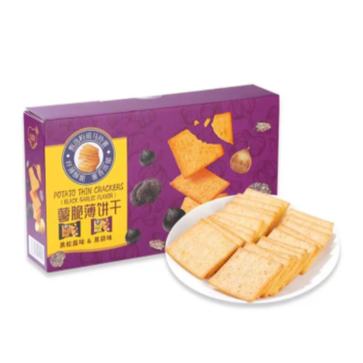 心缤纷 薯脆薄饼干(黑松露味、黑蒜味)550g