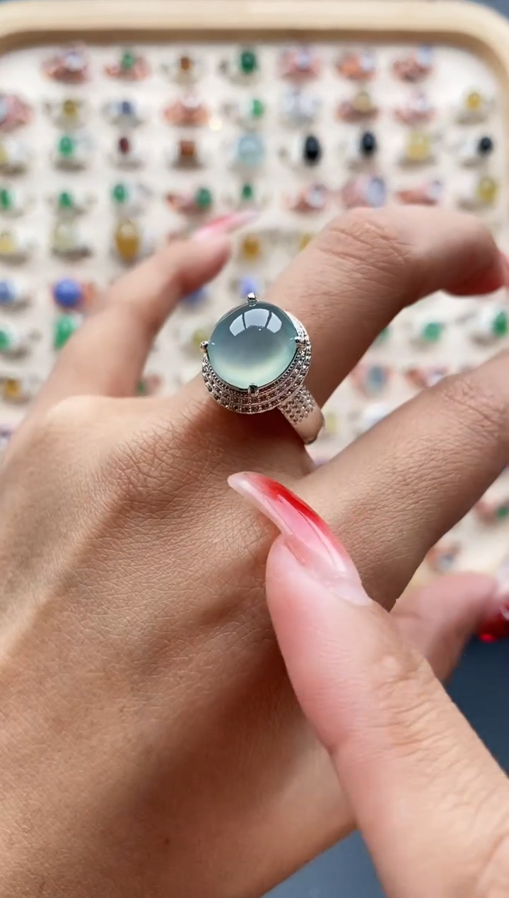 【闪购商品】翡翠戒指未镶嵌缅甸天然A货翡翠444 2+8