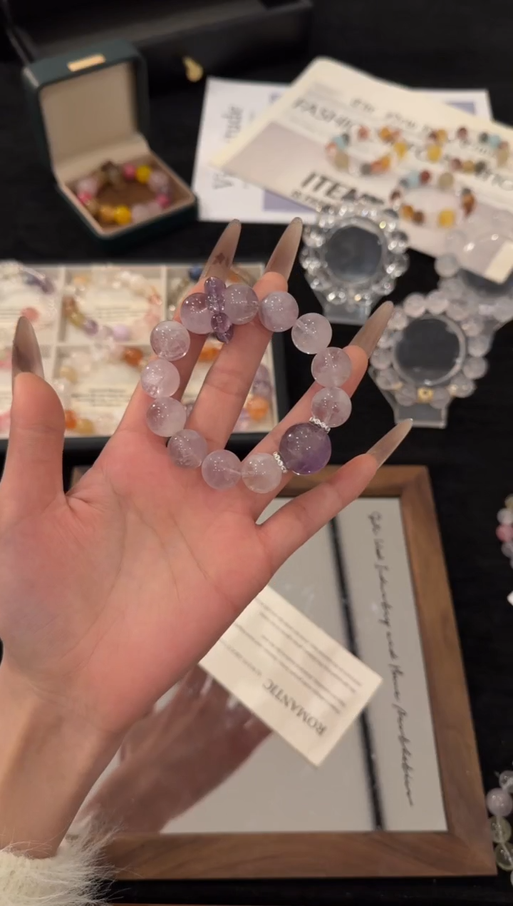 合金手链水晶紫兔毛x3424