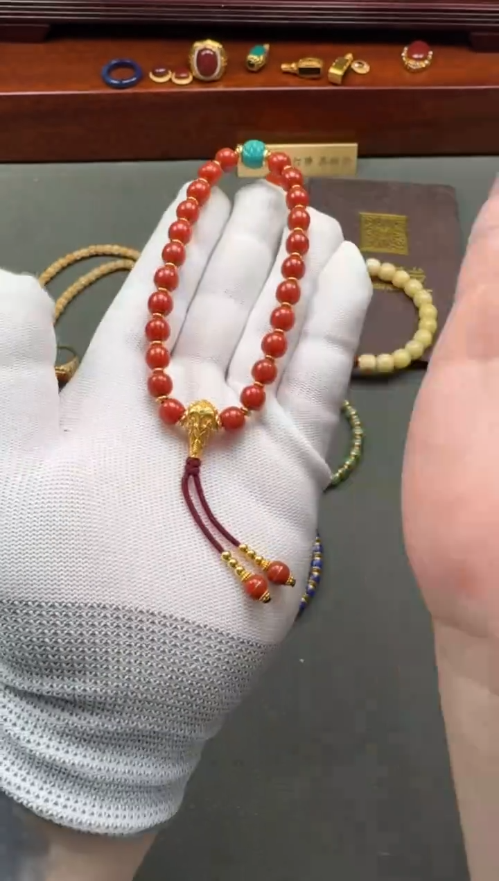 【闪购商品】南红玛瑙手串手串18K金镶嵌手串手串