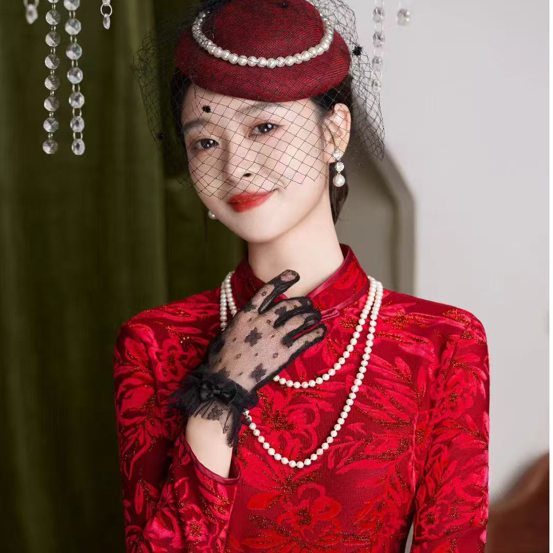 旷美旗韵花纹单旗袍刺绣厚款复古港风旗袍女士ins时尚提花气质