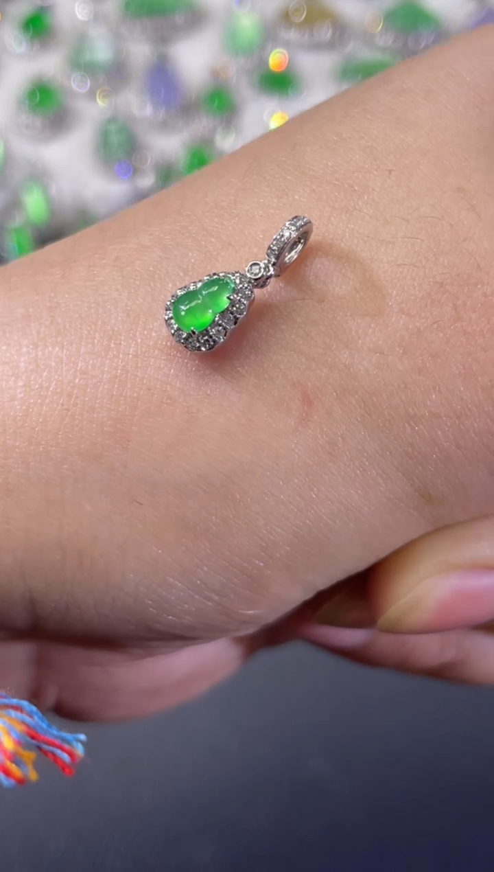 吊坠(不含链)18K金镶嵌翡翠A616|3980