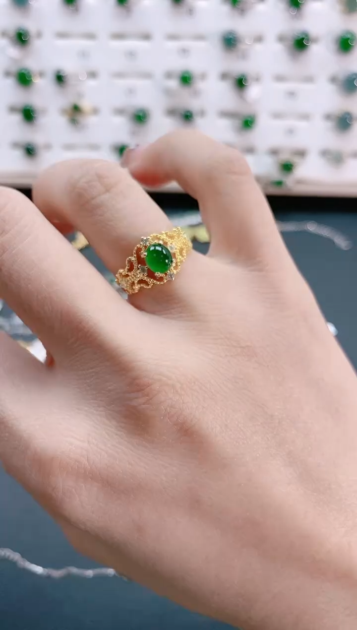 【闪购商品】翡翠戒指银S925镶嵌天然翡翠