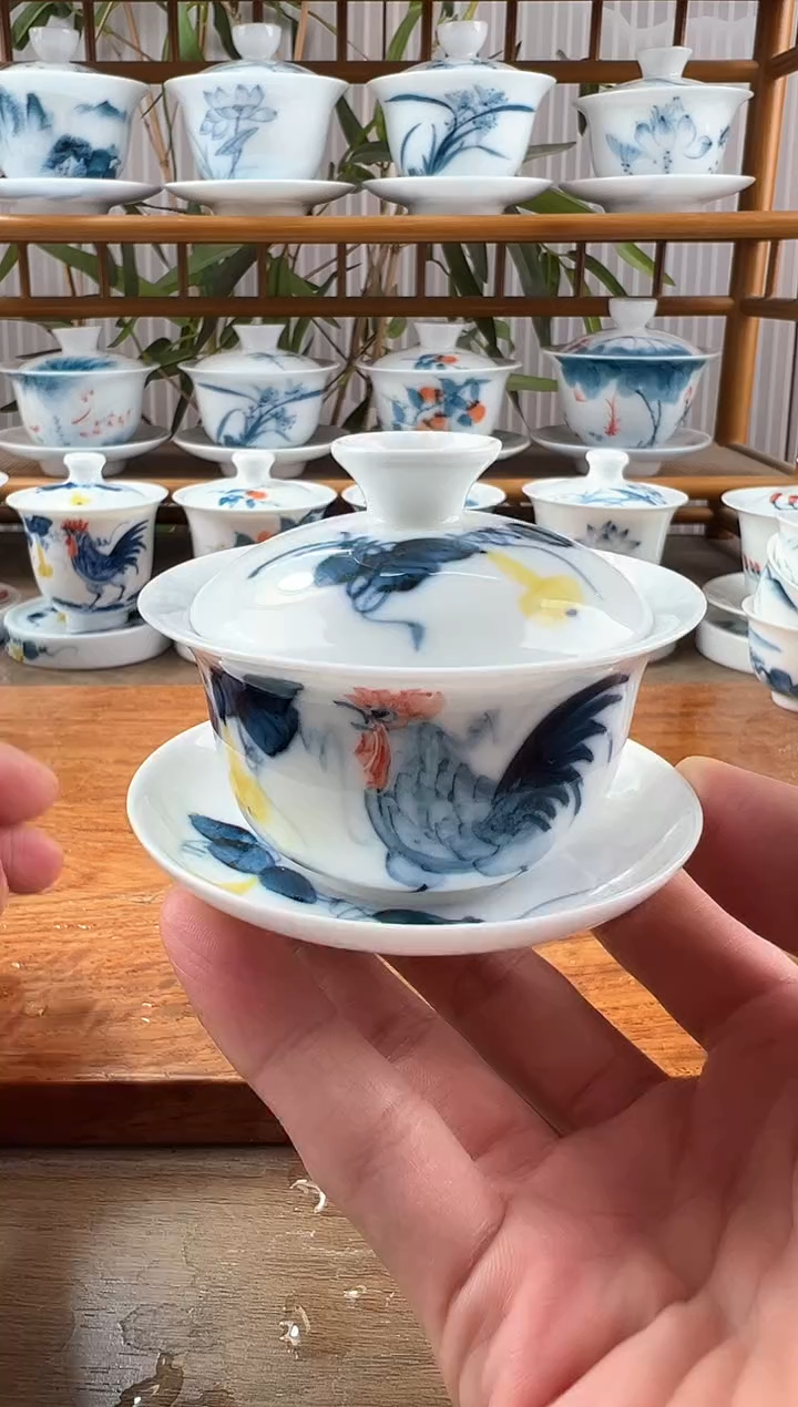 微瑕公鸡80ml三才盖碗