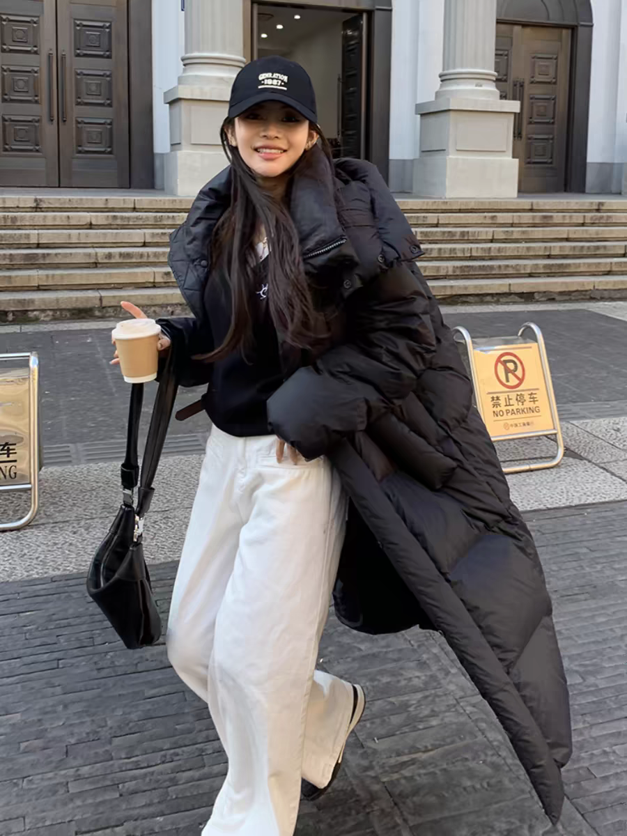 泡芙大被子时尚韩版宽松百搭长款过膝冬季加厚保暖女羽绒服