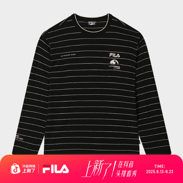 Fila/斐乐毛衣熊猫联名限定LOGO编织衫时尚休闲舒适条纹套头宽松