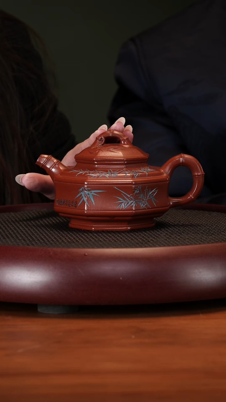 【闪购商品】紫砂茶壶2-52SDH八方竹鼓朱泥400cc