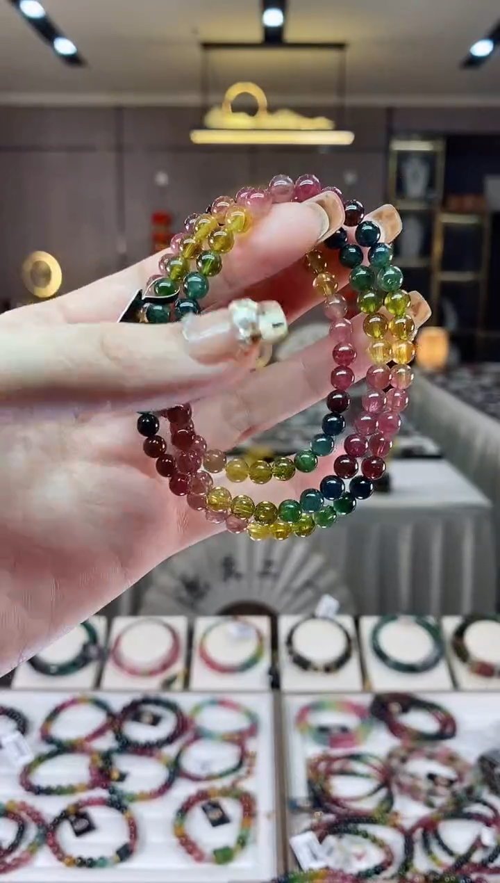 【闪购商品】碧玺三圈手串5mm+未镶嵌一物一证dan