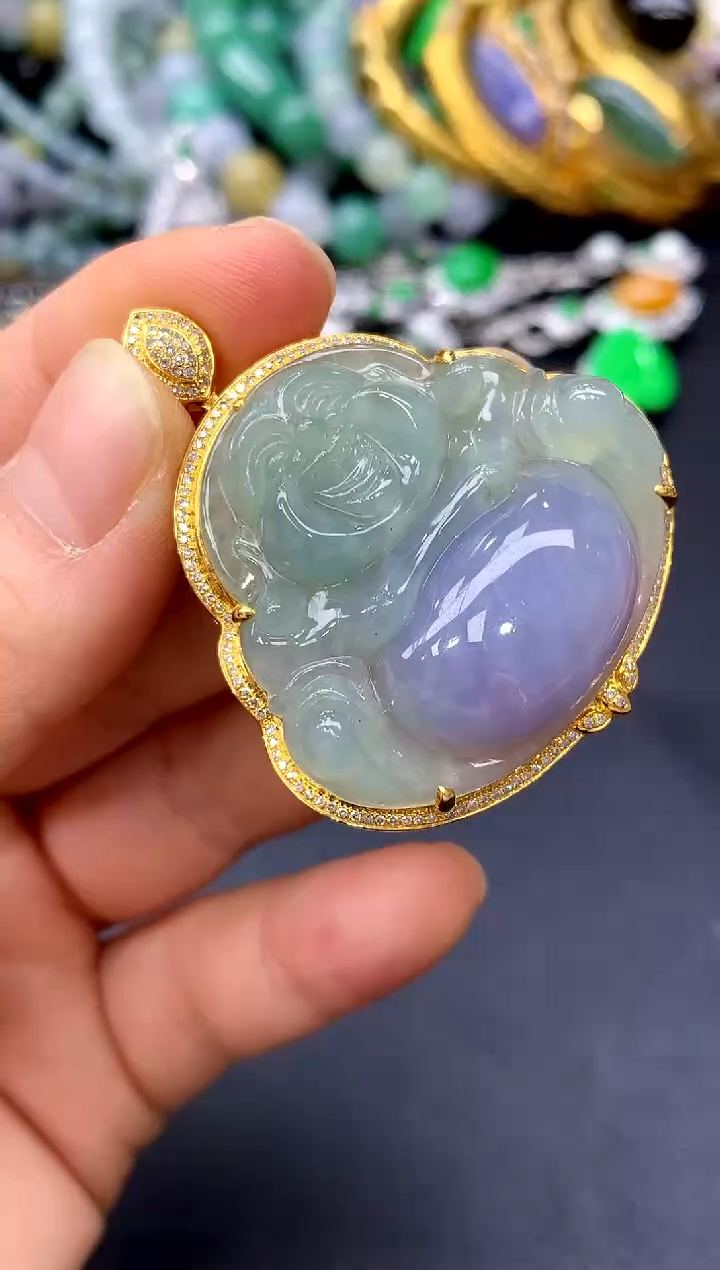 颈饰18K金镶嵌翡翠155-中国好珍宝