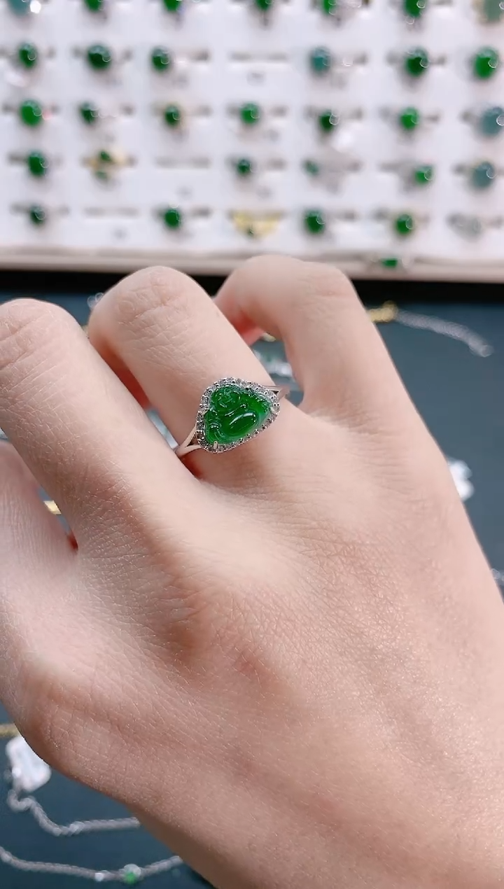 【闪购商品】翡翠戒指银S925镶嵌天然翡翠