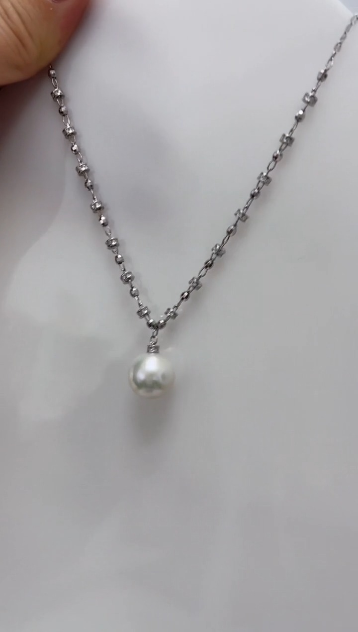 【闪购商品】淡水珍珠DA银S925镶嵌套链 B383