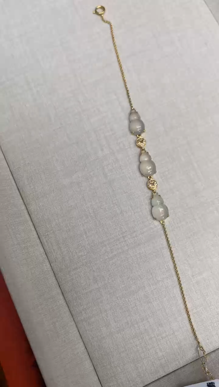 【闪购商品】翡翠手链18K金镶嵌手链