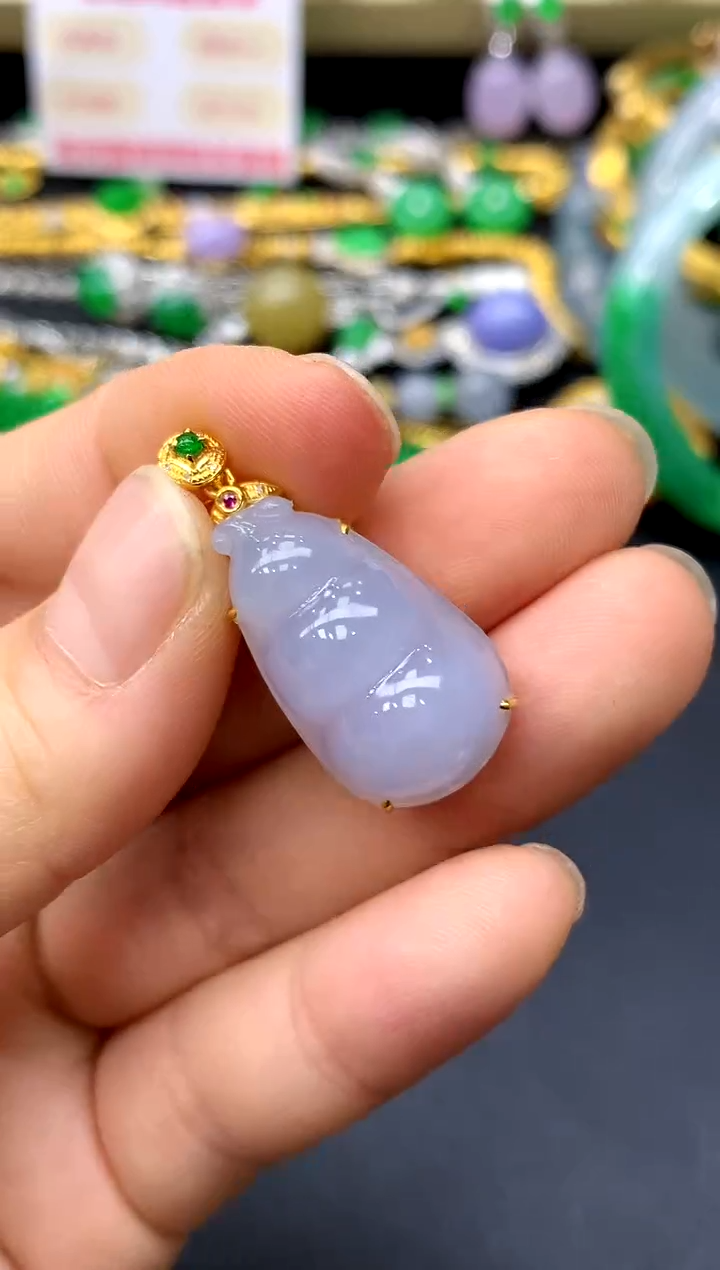 吊坠(不含链)18K金镶嵌翡翠188-中国好珍宝