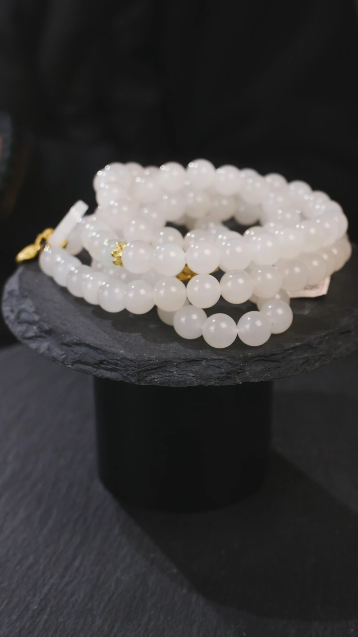 【闪购商品】和田玉手串未镶嵌和田玉冰晴水多圈108卡8