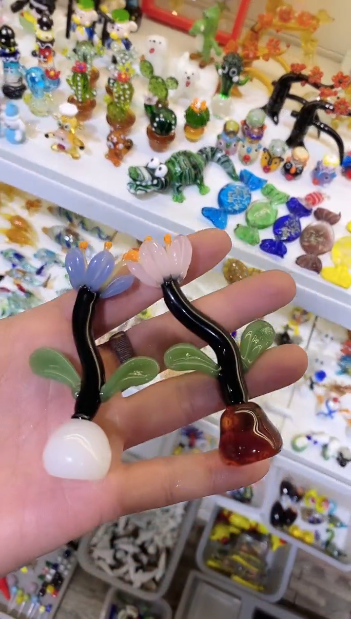 琉璃手工艺品盆栽2个