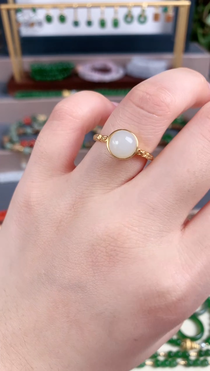 银S925镶嵌戒指和田玉1