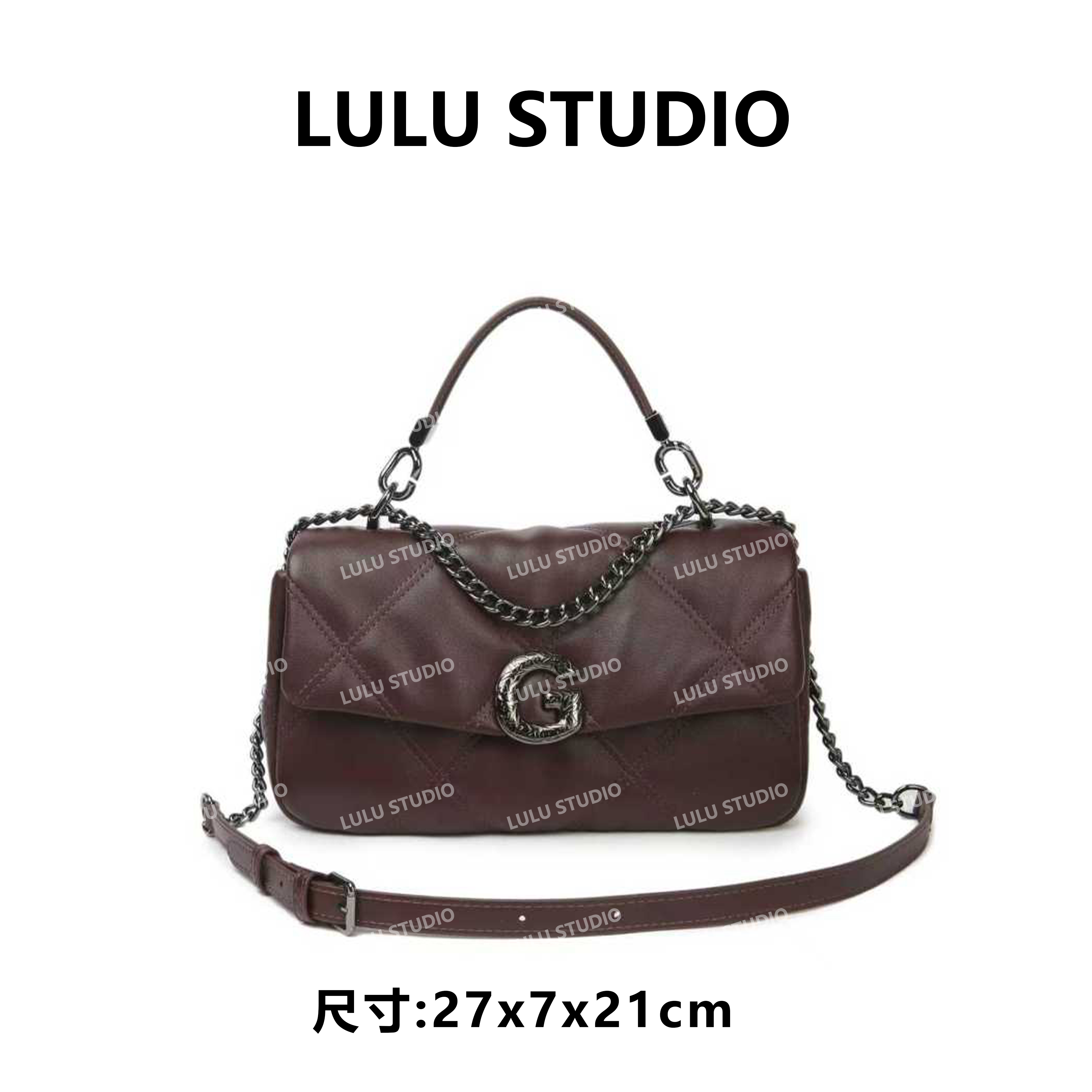 【LULU】SKL-7761-咖啡色RAIN.CUN休闲时尚百搭腋下女包