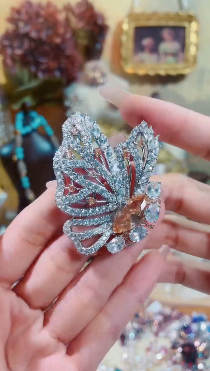 合成立方氧化锆铜合金银蝶飞舞