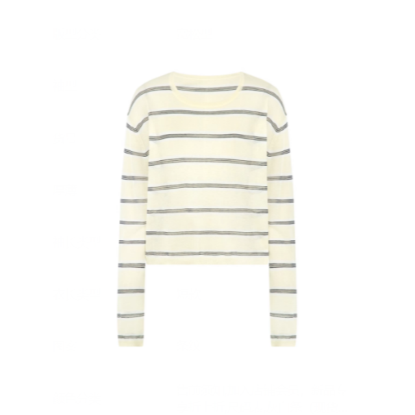 百叶窗针织衫 条纹诗人！圆领长袖罩衫