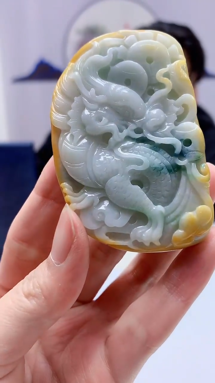 【闪购商品】定制翡翠未镶嵌5060zm-毛货挂件123仿古龙