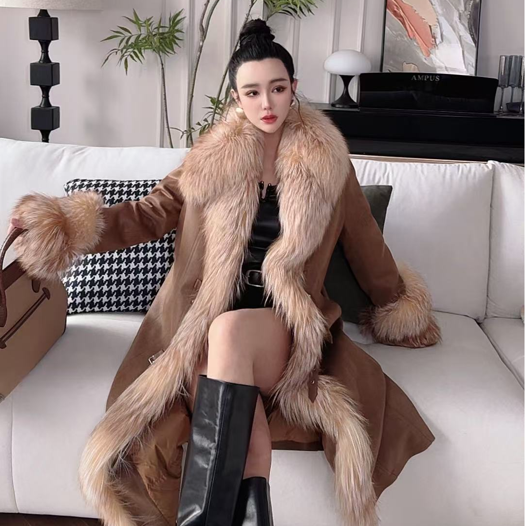 （焦点女王）原创设计师款稀有狐狸毛整皮皮草显瘦外套25001