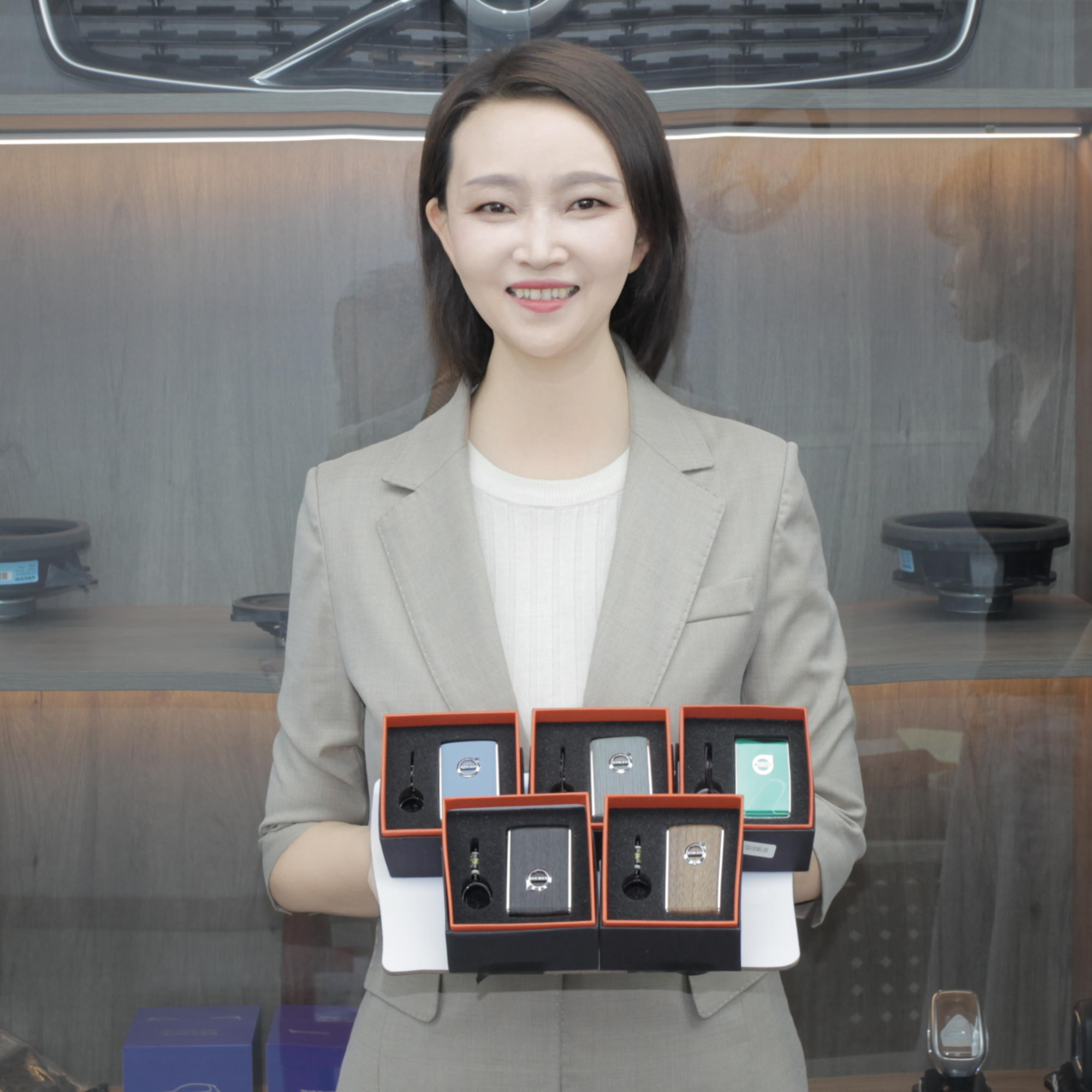 沃尔沃全系S60 S90  XC60 XC90玻璃钥匙壳真皮钥匙壳胡桃木钥匙壳