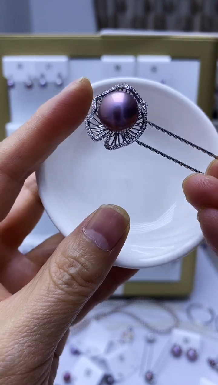 未镶嵌发簪淡水珍珠88紫珠发簪