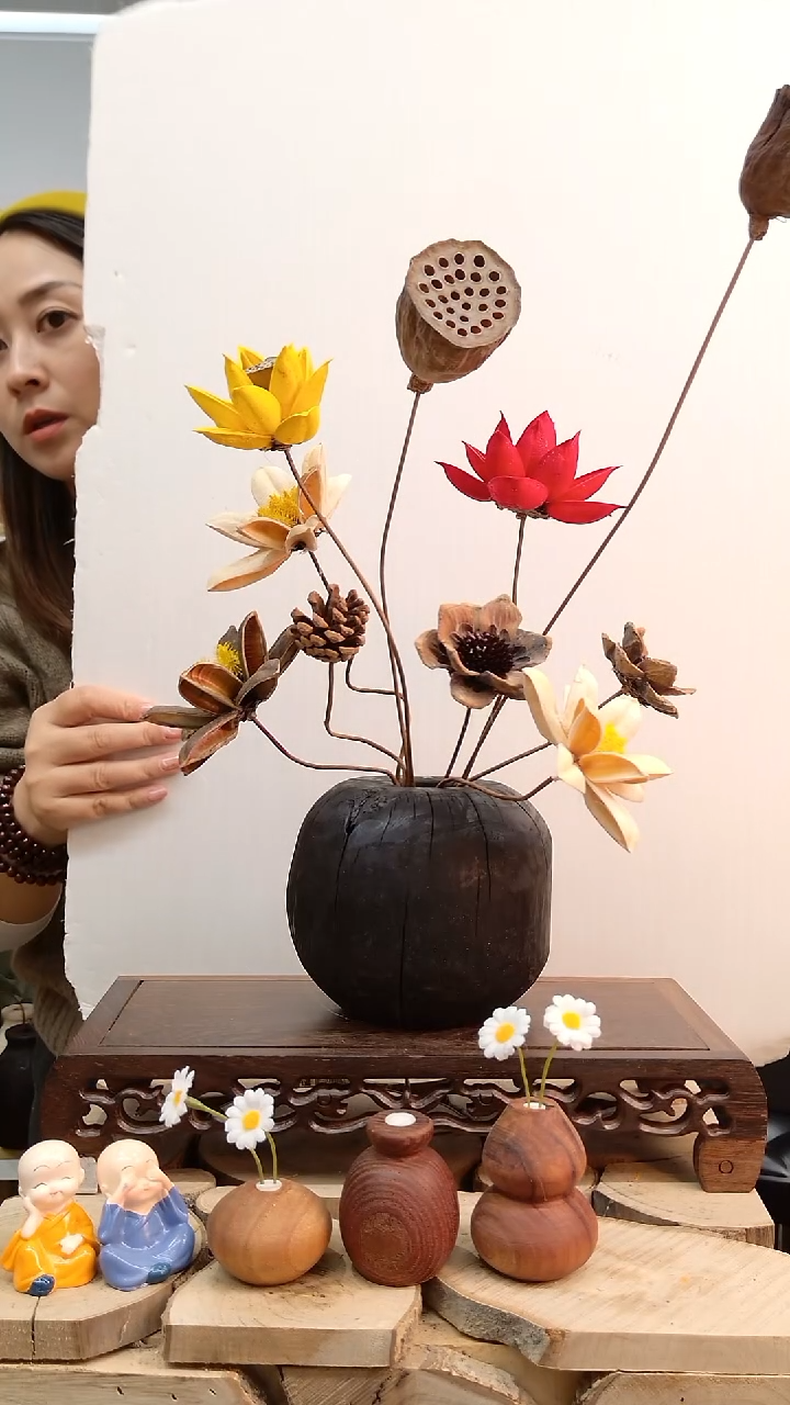 木干花一套手工花，不含花瓶