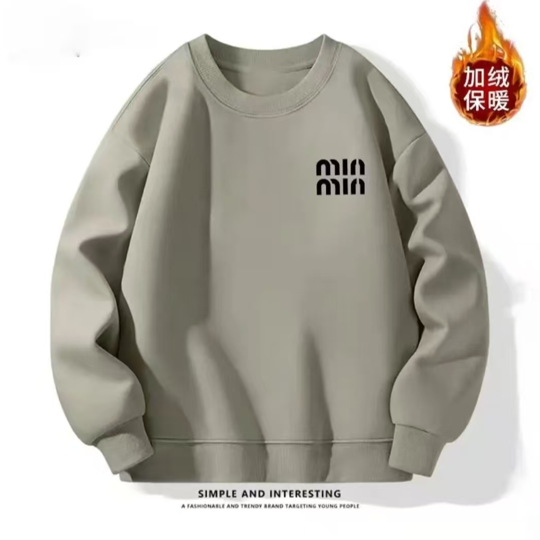 Y联名款圆领免烫长袖套头秋冬加绒卫衣男士长袖运动上衣宽松my