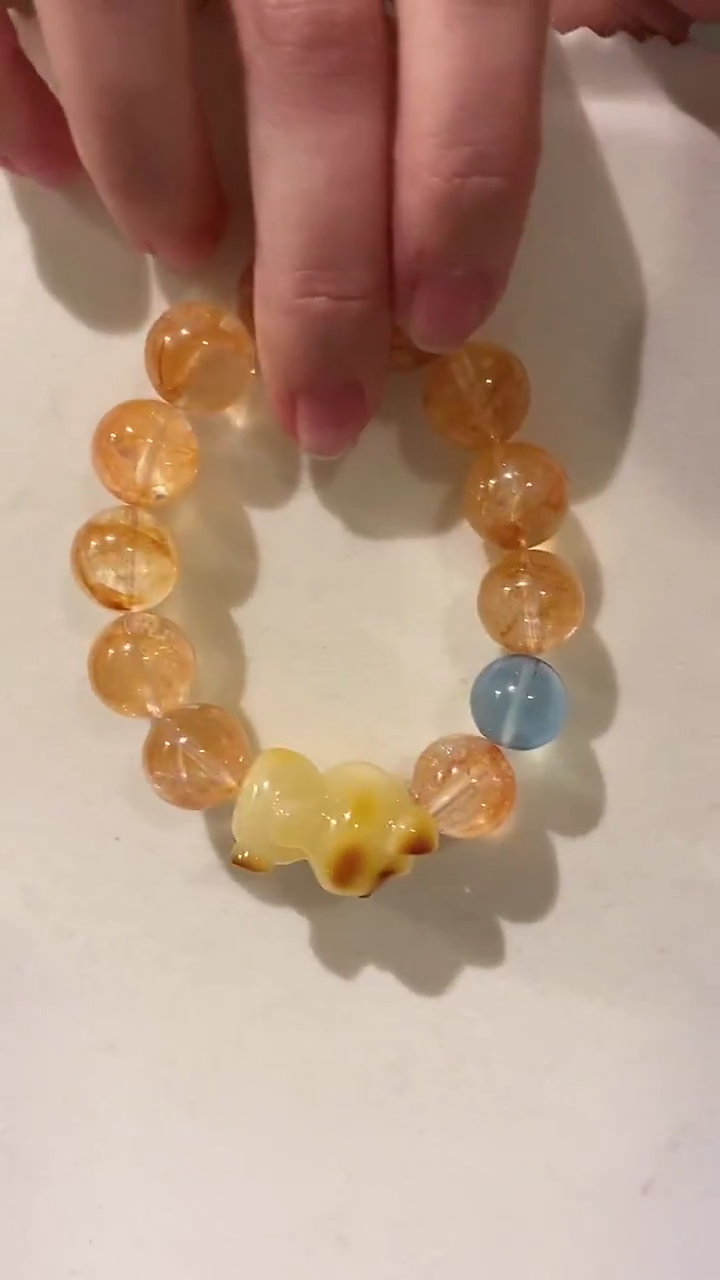 【闪购商品】琥珀手链未镶嵌蜜蜡小熊手串14mm