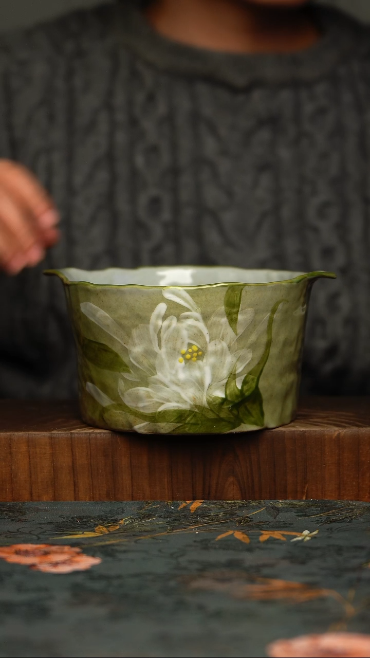 瓷片釉下彩手工手绘同款陶器