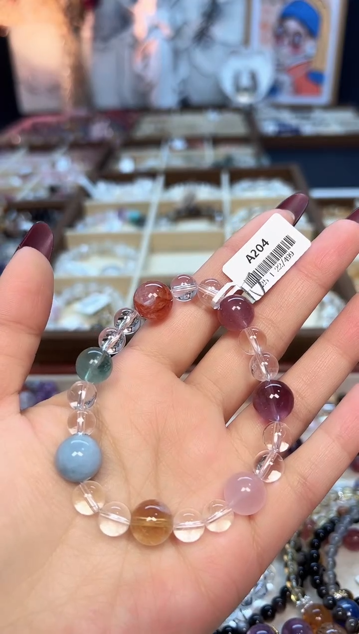 【闪购商品】水晶手链未镶嵌A204天然白水晶多宝