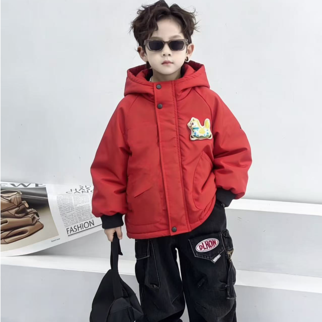 K702儿童2026年款拜年服棉服加绒外套小马