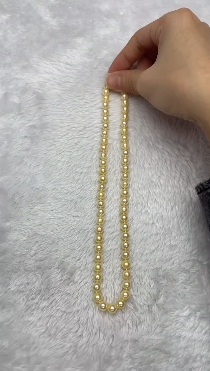 项链银S925镶嵌海水珍珠AK羽皇金7-7.5mm
