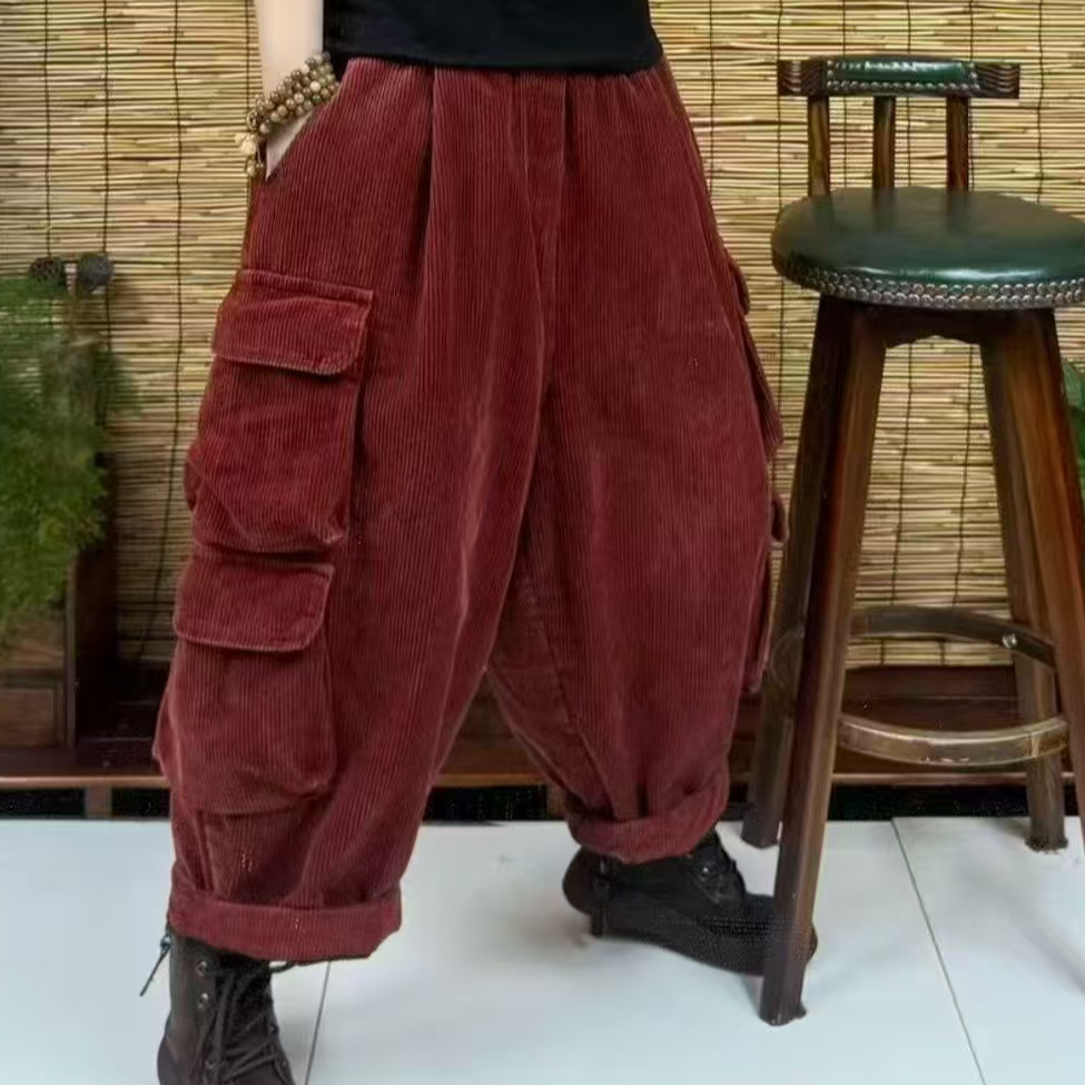 【依然美】工装口袋后兜盖休闲时尚亲肤舒暖软化条绒棉裤