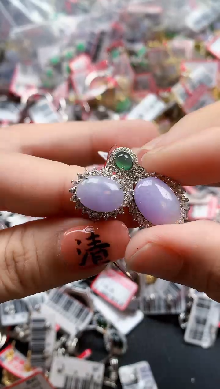 银S925镶嵌戒指翡翠天然A货缅甸翡翠