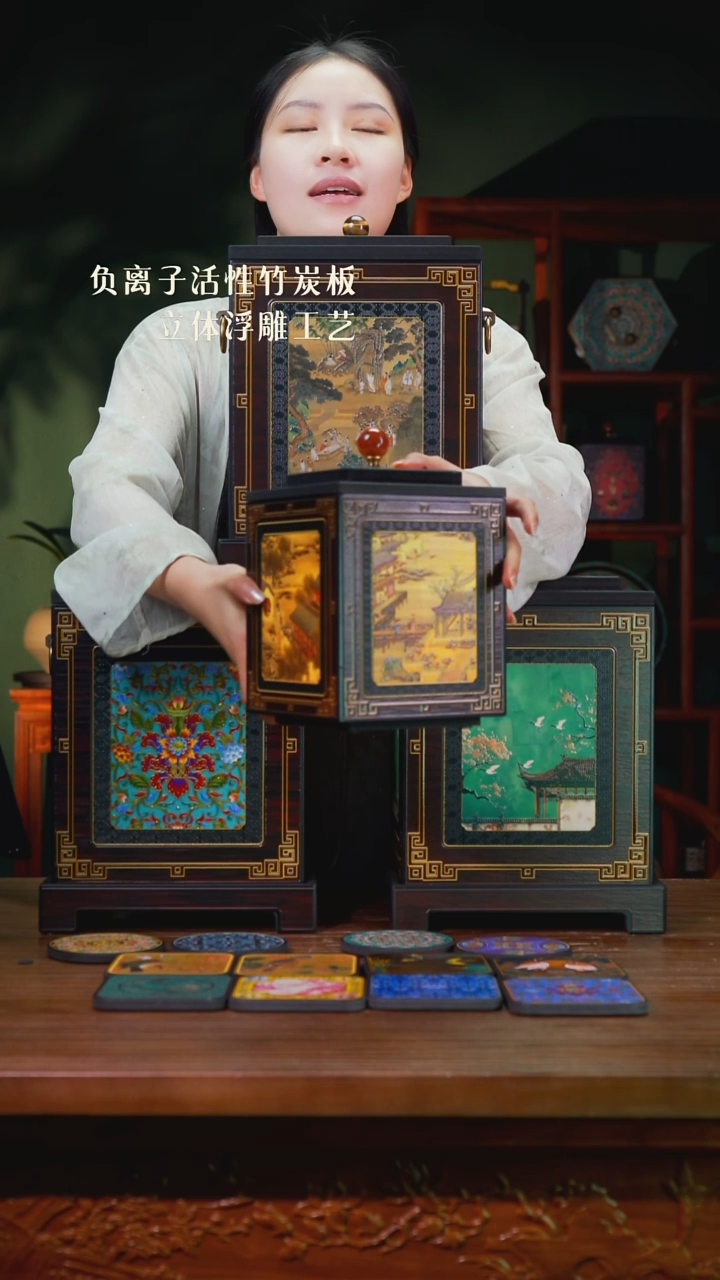 雲**旅壹藏贰宝十二月月令图15公分茶叶罐