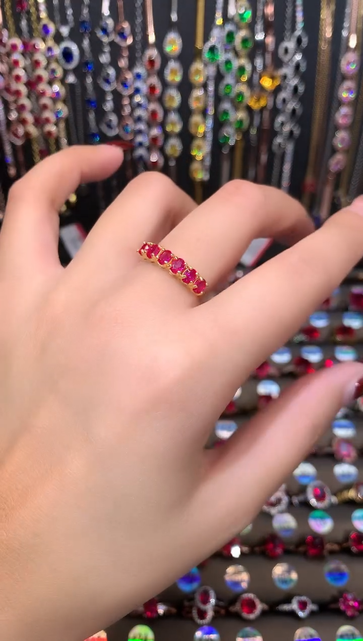 【闪购商品】红宝石戒指银S925镶嵌金