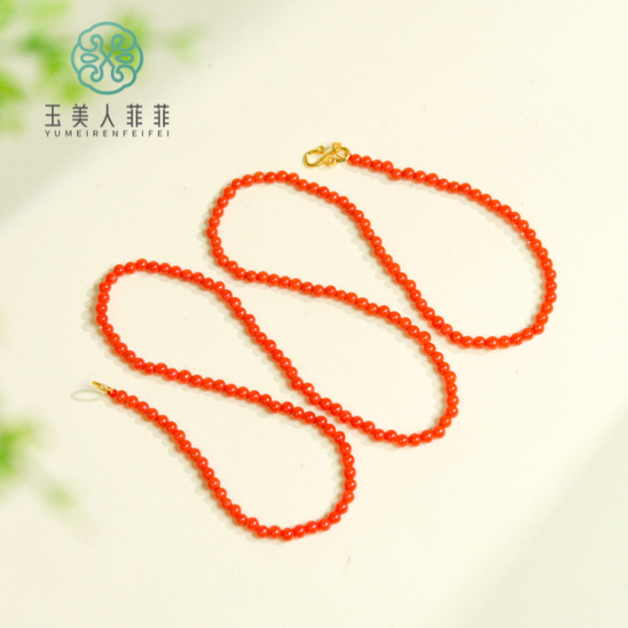 石惑珠宝%南红项链约3mm%多样性发一