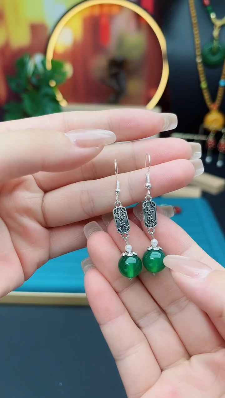 玛瑙/玉髓耳饰银S925镶嵌322000