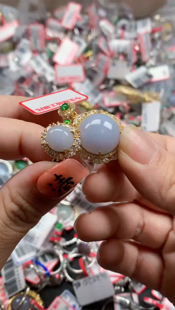 银S925镶嵌戒指翡翠天然A货缅甸翡翠