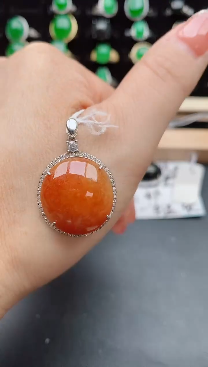 【闪购商品】翡翠吊坠(赠链)银S925镶嵌58050